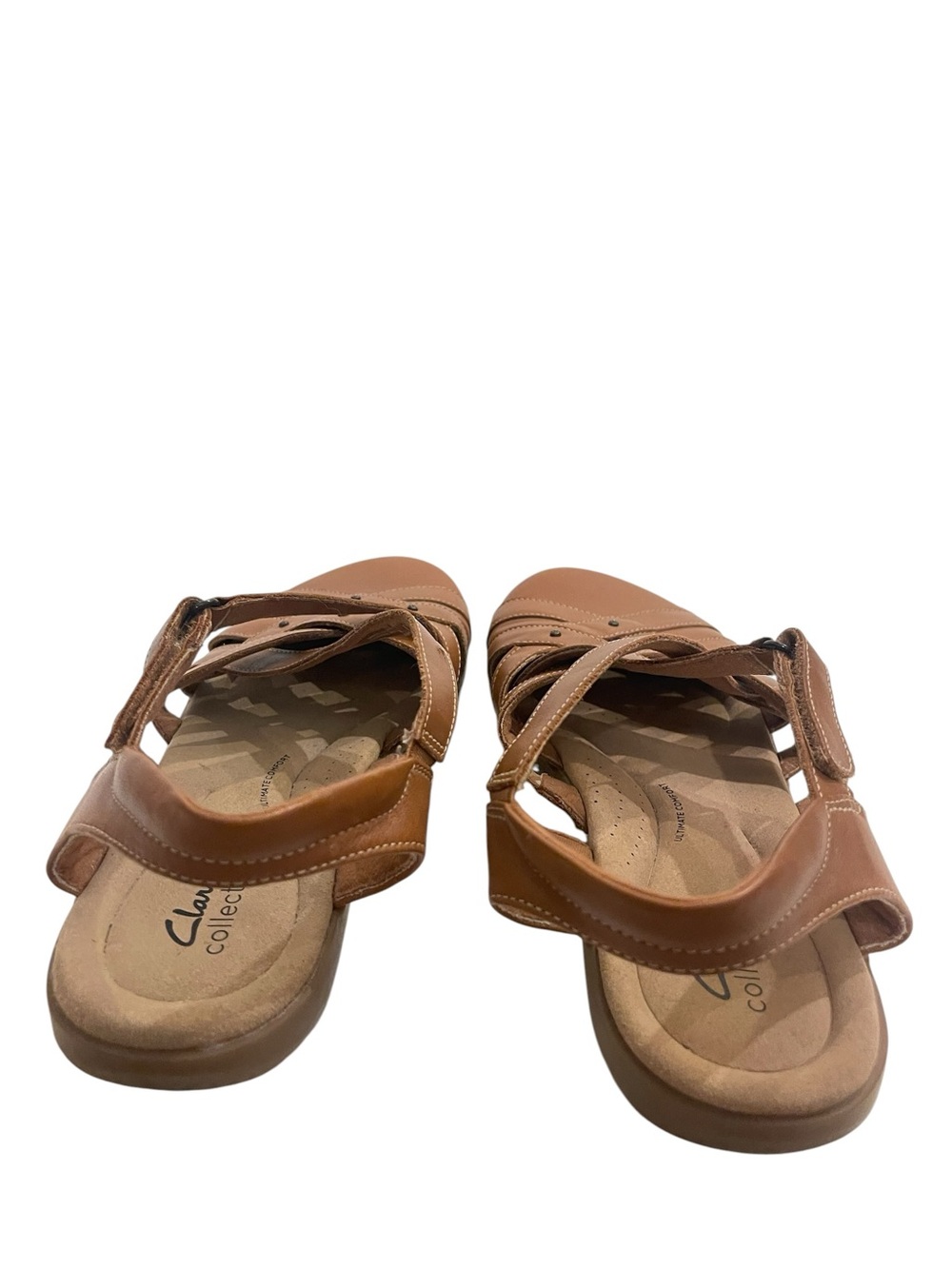 Clarks Collection Elizabelle Sea Women's Tan Leather Strappy Slingback Sandals - Picture 4 of 6